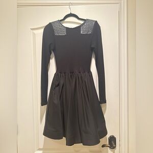 Alice + Olivia Black Formal Dress with Studded Shoulders